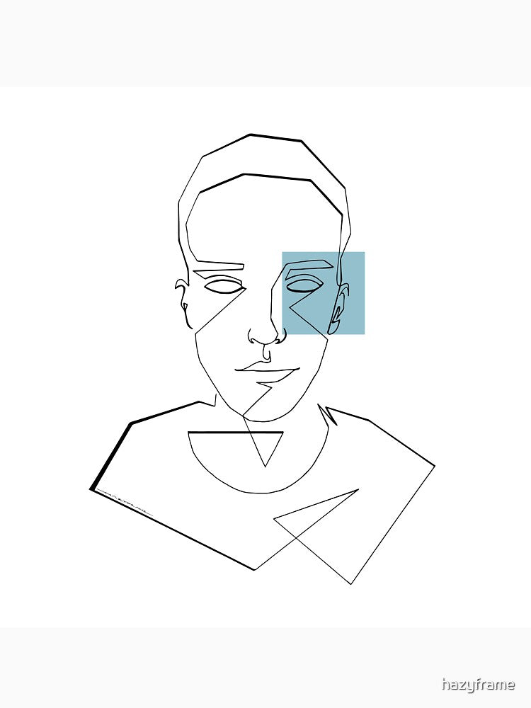 One line male face with empty eyes by hazyframe