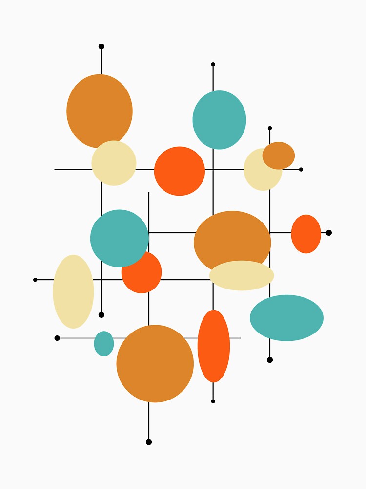 Colorful Geometric Circles Lines Mid Century by Orchard Berry