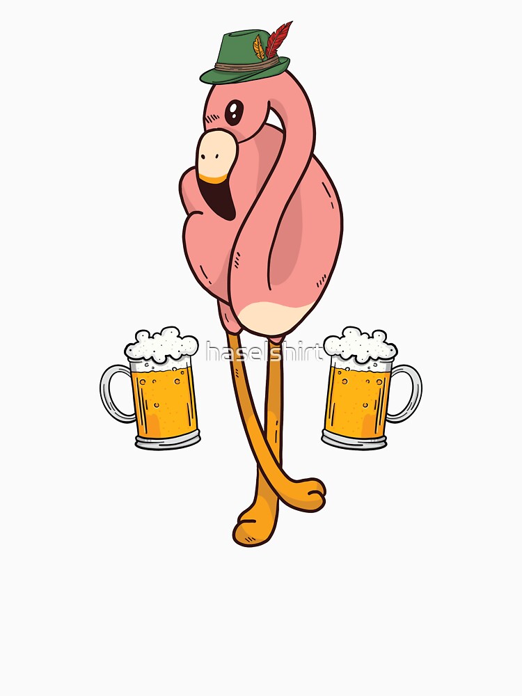 Oktoberfest Volksfest Beer Drinking Flamingo Gift by haselshirt Unisex , , , Long Sleeve Tee