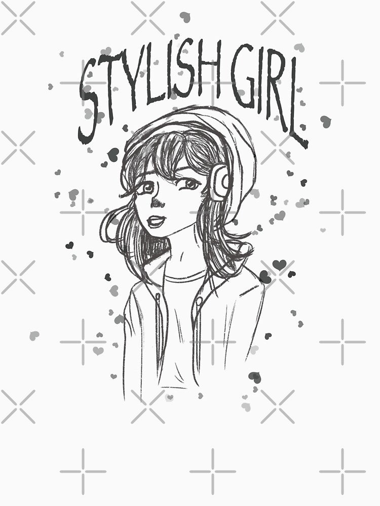 Stylish girl by Xatutik.art Unisex , , , Long Sleeve Tee