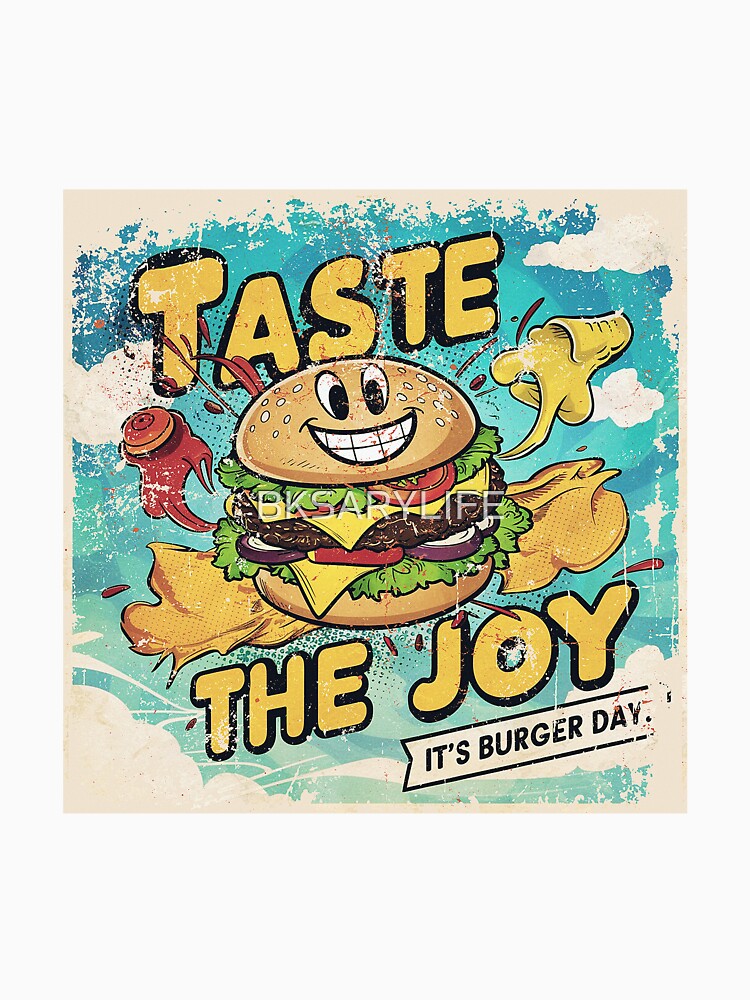 taste the joy burger day art with cartoon effects by BKSARYLIFE Unisex , , , Long Sleeve Tee