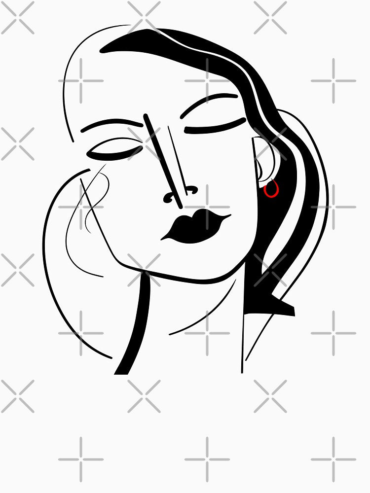 Abstract Woman Portrait: Red Earring by Artwyz