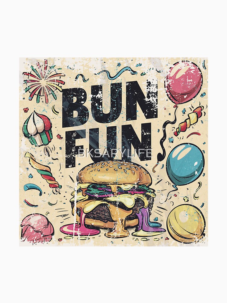 burger day art with text and vintage style by BKSARYLIFE Unisex , , , Long Sleeve Tee