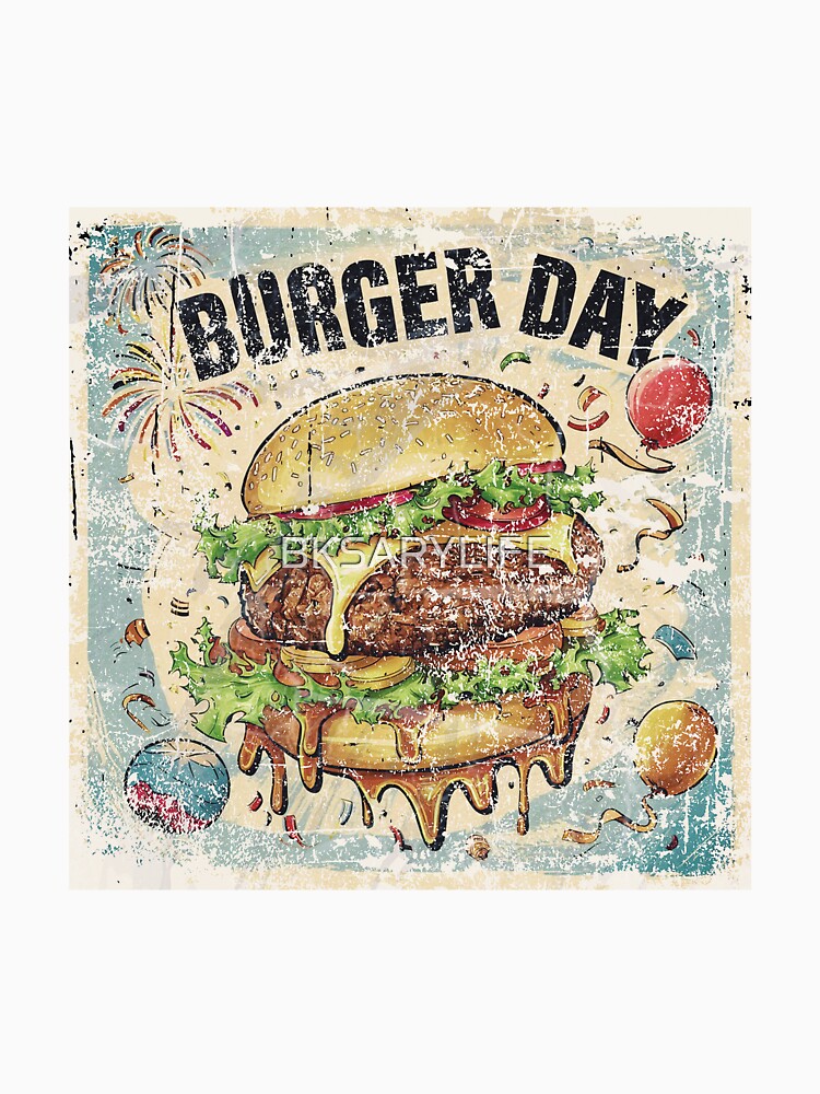 classic style special burger day art with text by BKSARYLIFE Unisex , , , Long Sleeve Tee