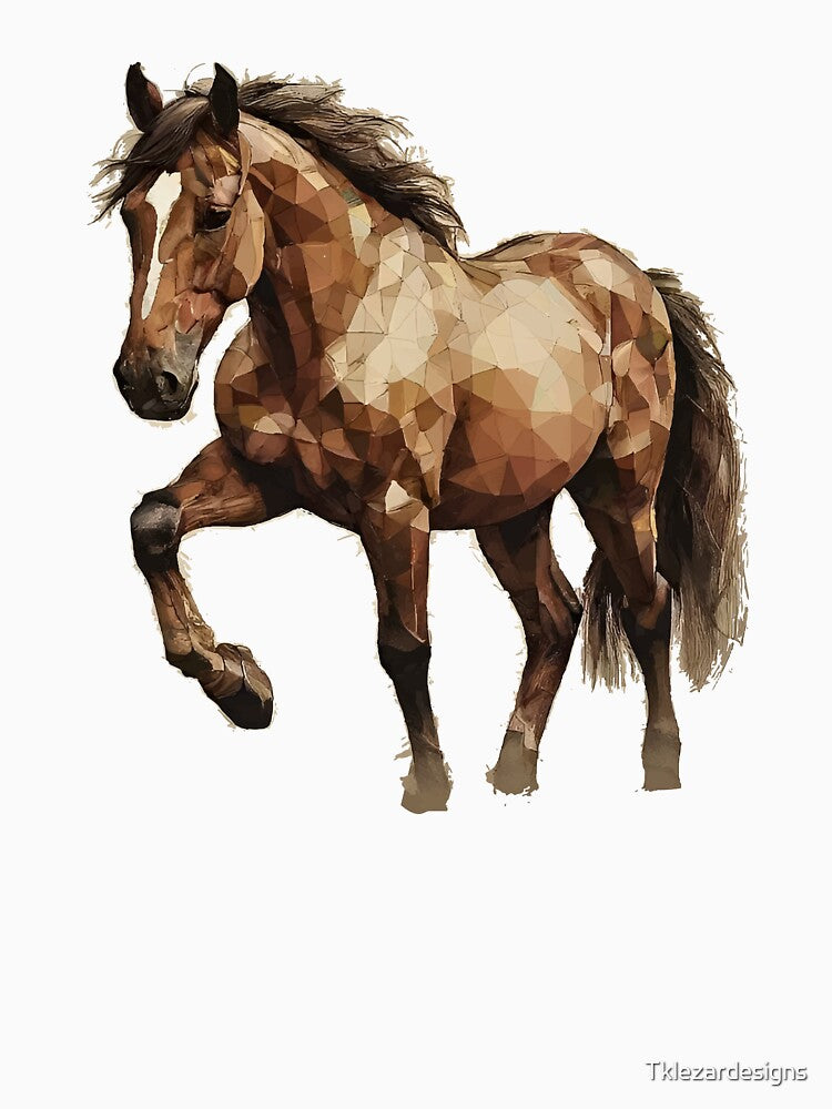 Geometric Brown Horse – Modern Animal Art by Tklezardesigns