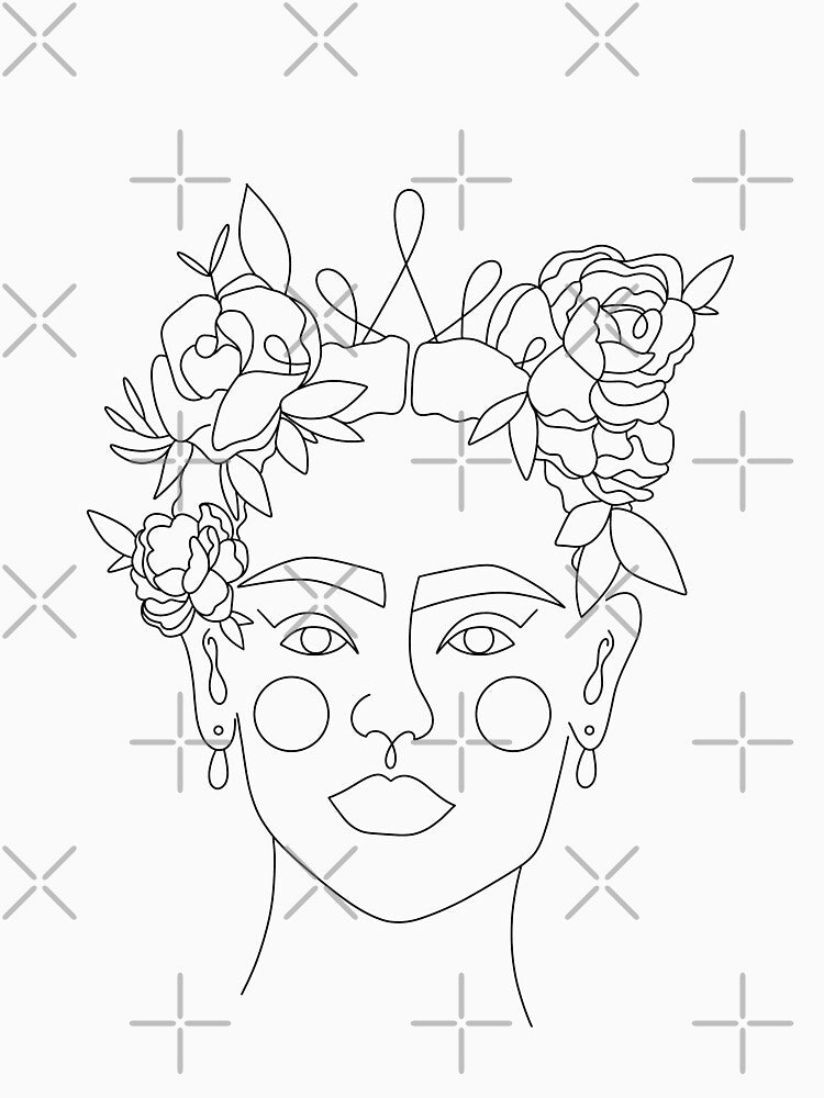 Frida Kahlo Inspired Floral Line Art by Cosmic  Crafts