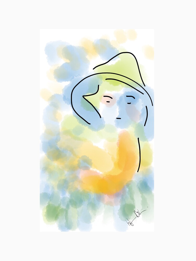 Girl wearing a hat - soft painting 009 by Hjortur Unisex , , , Long Sleeve Tee