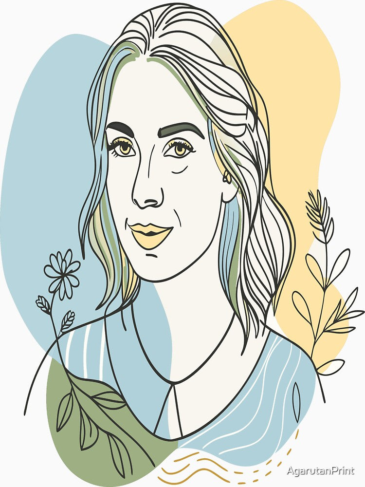 Serene Beauty: Minimalist Floral Portrait by AgarutanPrint