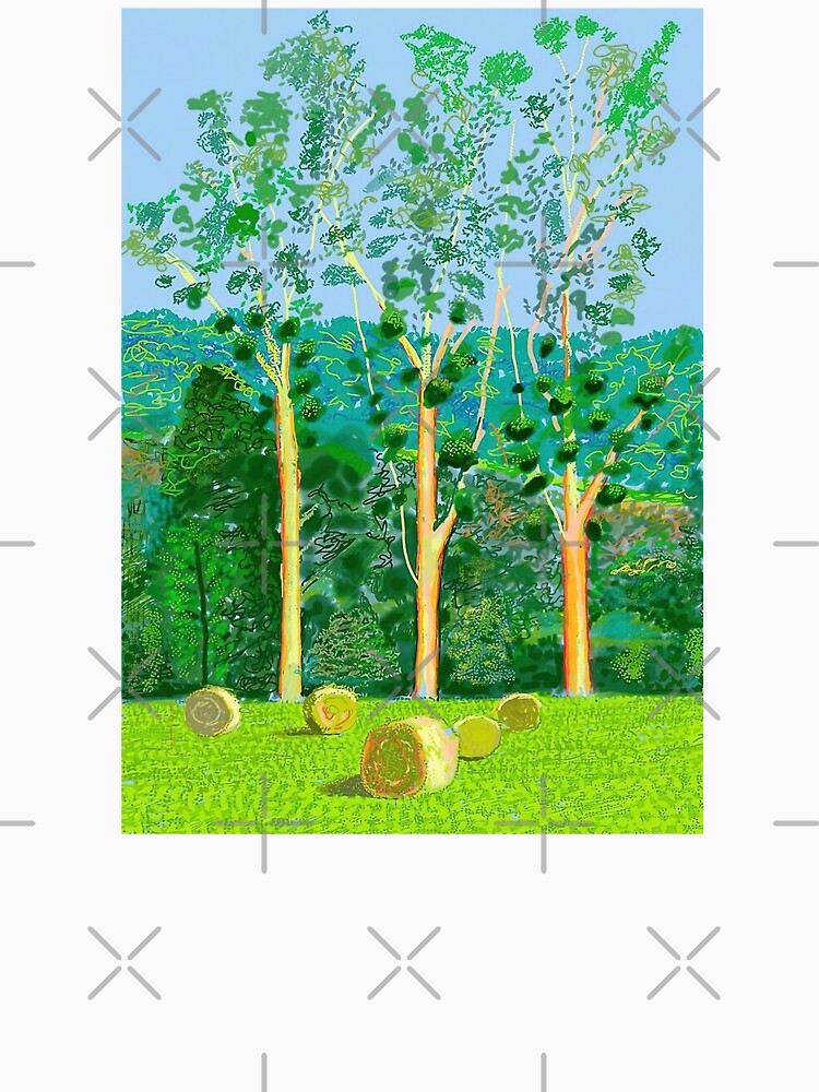 David Hockney Art - Three Trees Beautiful by DorisFinkbeiner Unisex , , , Long Sleeve Tee