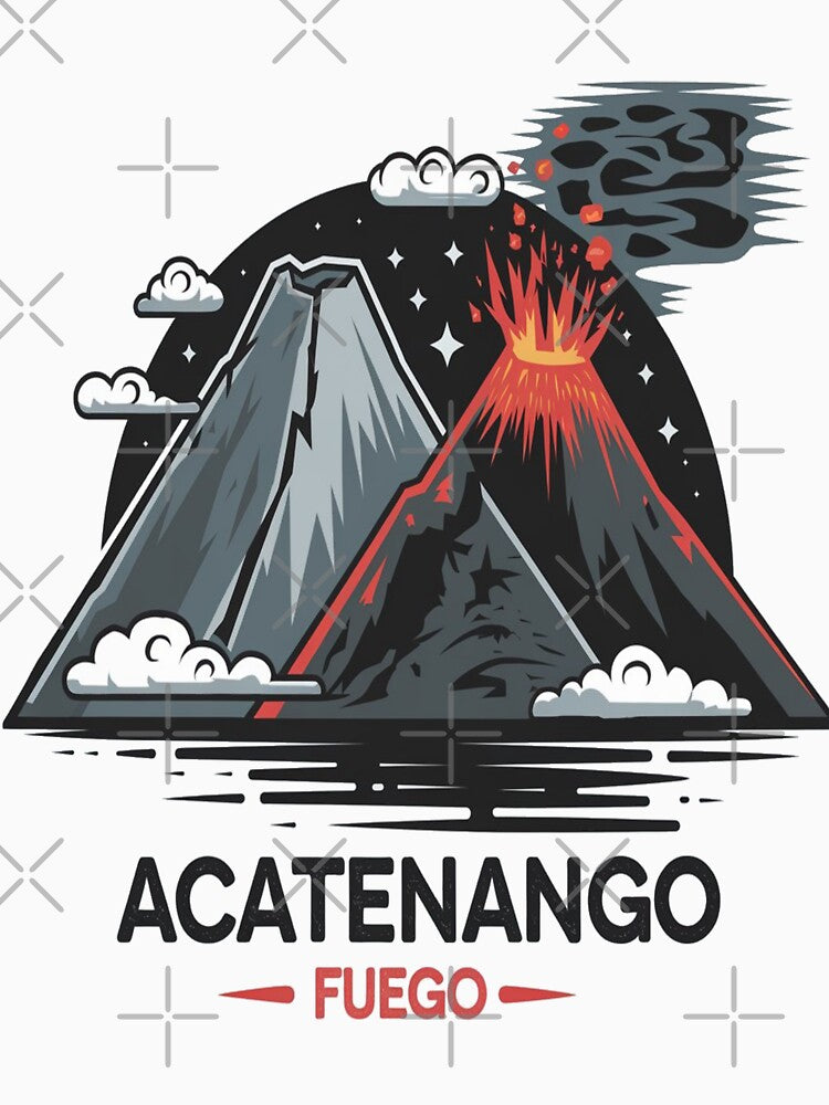 Twin Volcanoes Acatenango & Fuego | Guatemala Volcano Hiking Souvenir Art by Globalcitytees