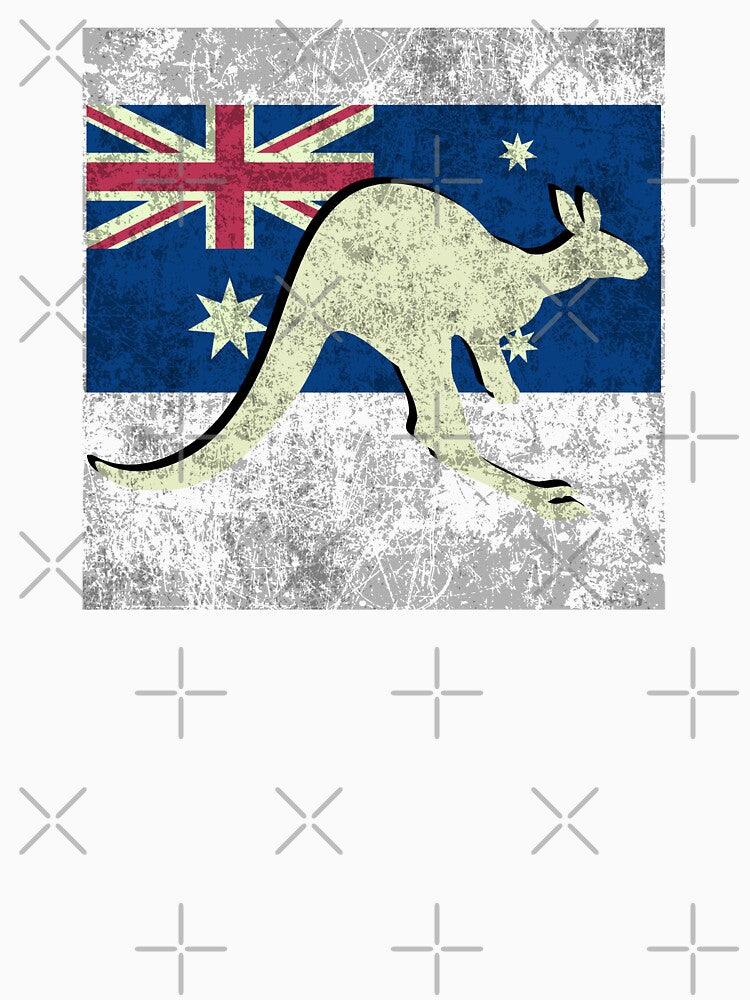 Vintage Retro Kangaroo | Australian Flag | Aussie Animals by Aussies-R-Us Unisex , , , Long Sleeve Tee
