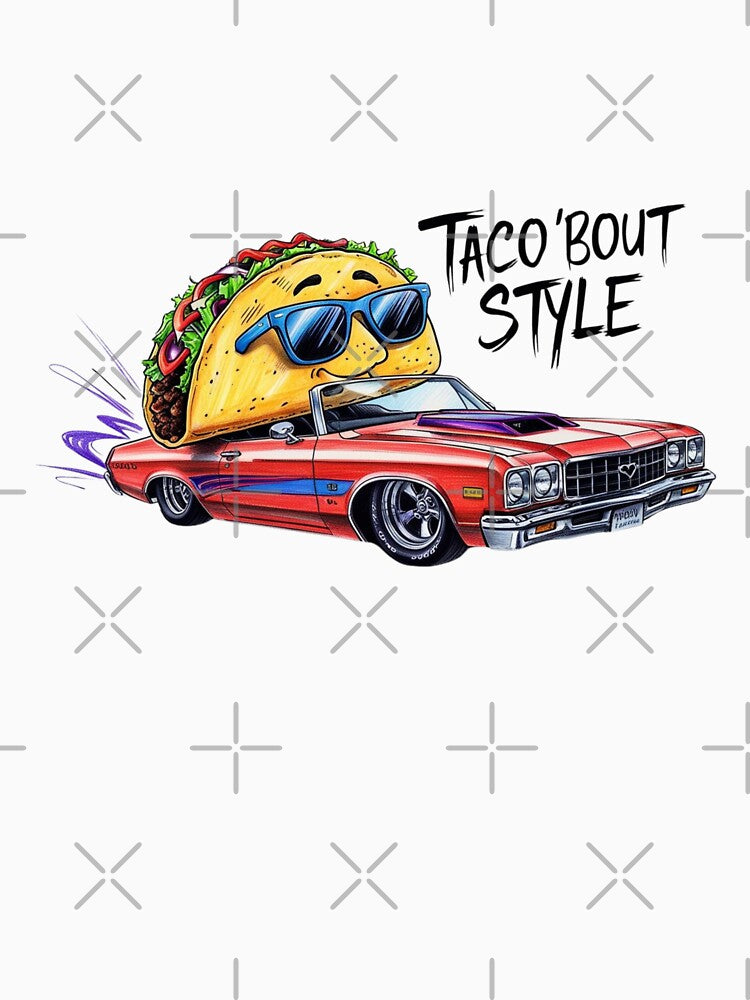 Cool Taco Driving Classic Car Illustration by LOLThreads Unisex , , , Long Sleeve Tee