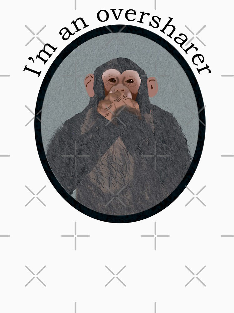 Oversharing Chimpanzee by Amy Hadden Unisex , , , Long Sleeve Tee