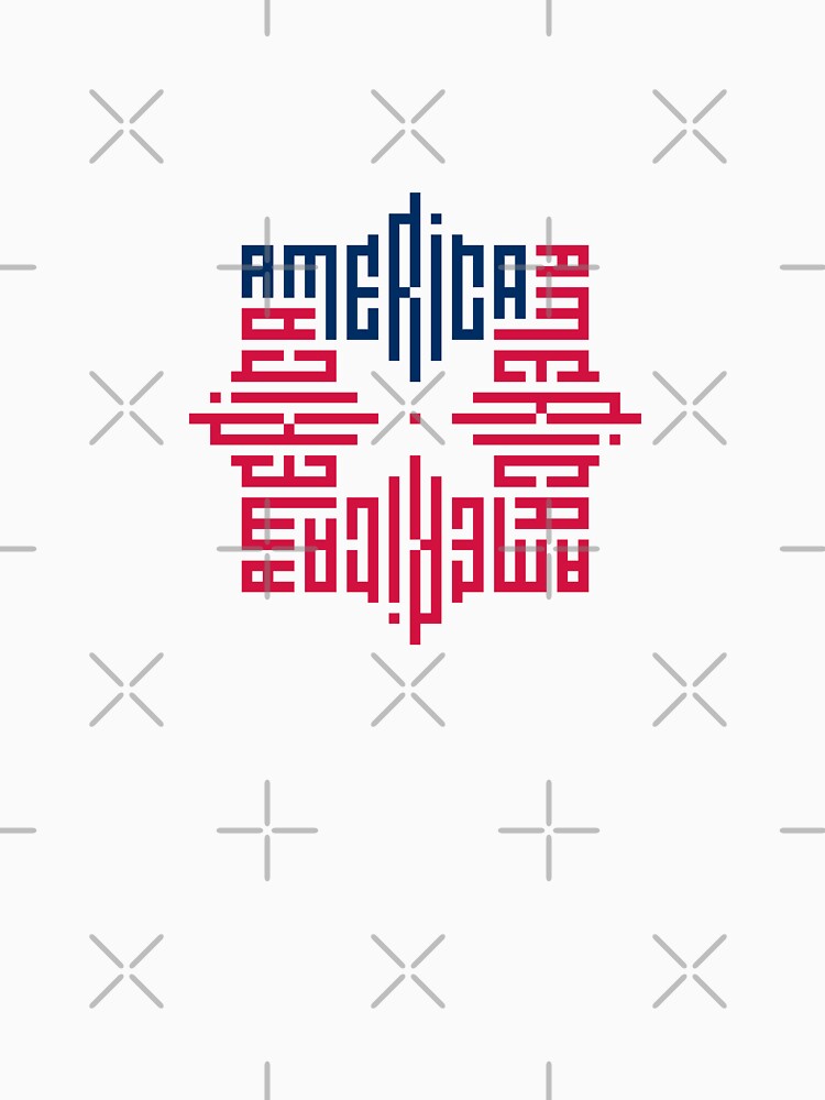 AMERICA | Color | Modern Geometric Kufi Calligraphy | From Name to Art by FOR YOUR NAME Unisex , , , Long Sleeve Tee