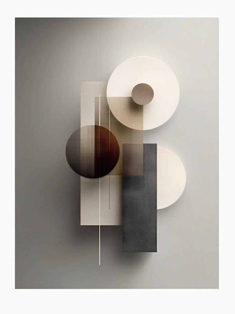 Minimalist Abstract Geometric Shapes Neutral Earth Tones Japandi Art by Clarity-Vault