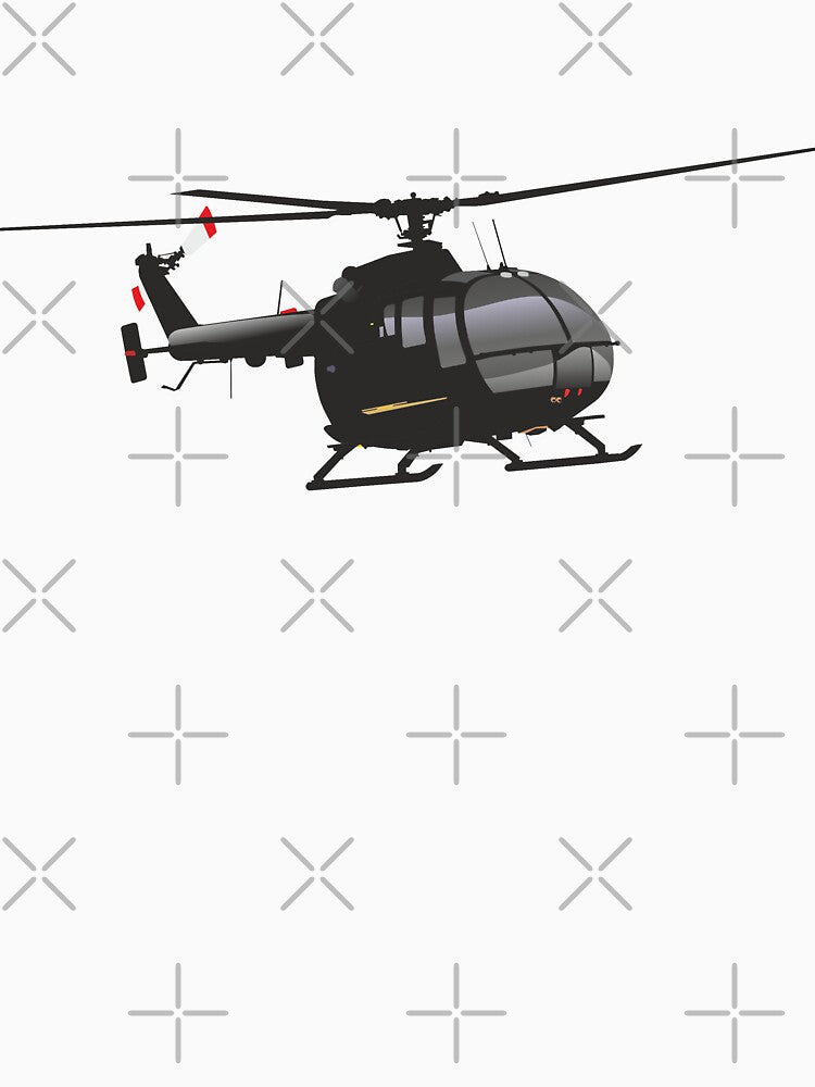 Black German Helicopter Bo105 by NorseTech Unisex , , , Long Sleeve Tee