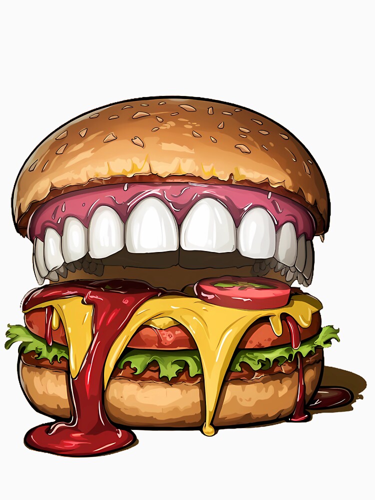 Savage Burger Funny Meme Junk Food Humor by MAGDY CANVAS Unisex , , , Long Sleeve Tee