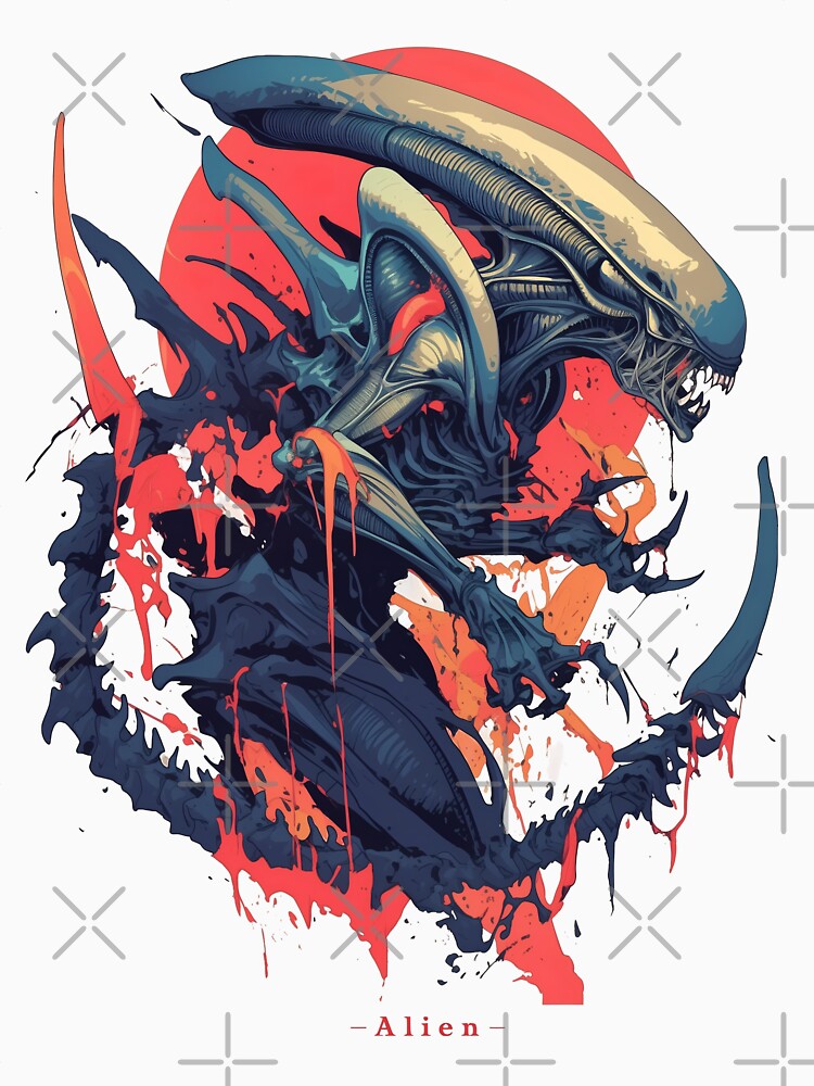 Xenomorph from Alien and Romulus by Senpaiwaves Unisex , , , Long Sleeve Tee