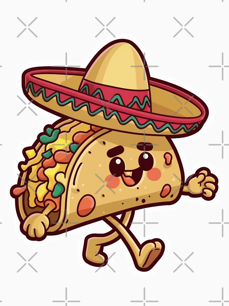 Adorable Taco with Sombrero Cartoon by yasarstore Unisex , , , Long Sleeve Tee