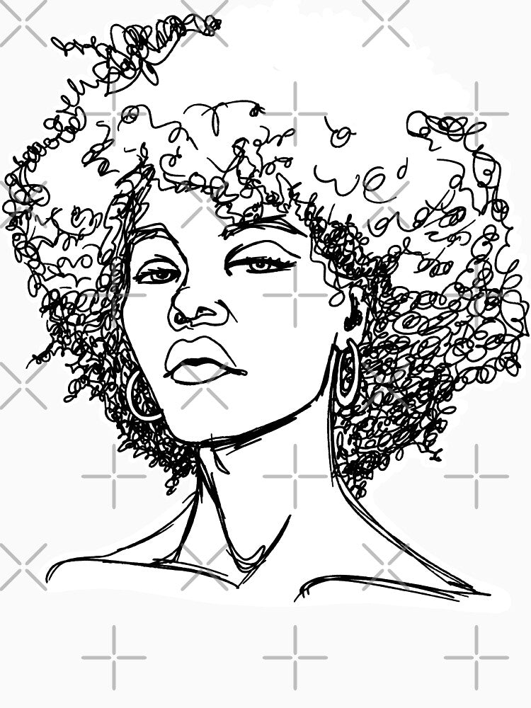 Afro Woman Naomi Line art by Penny Stanley (ICONIC FOX GRAPHICS)