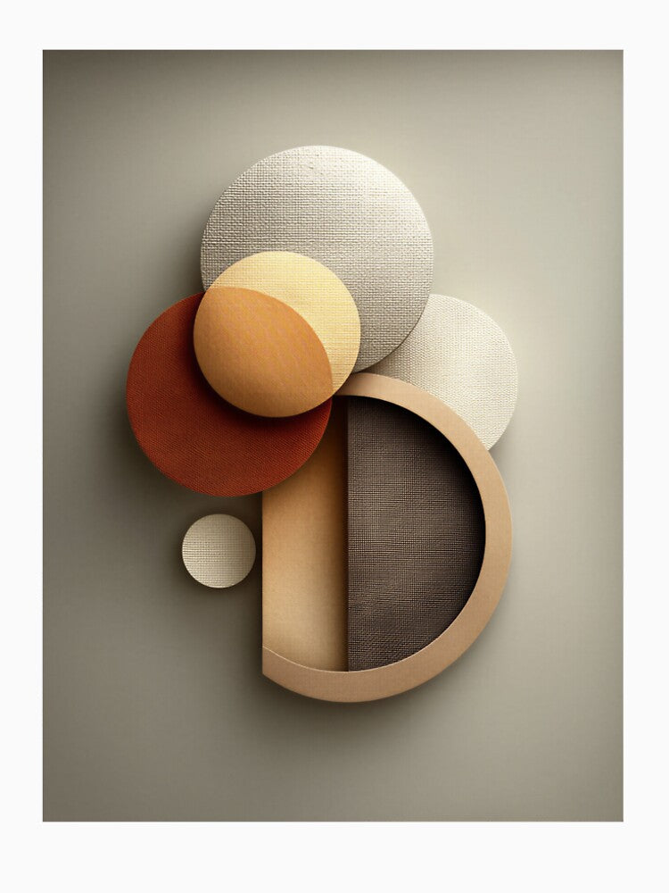 Minimalist Abstract Circles Neutral Earth Tones Boho Japandi Art by Clarity-Vault