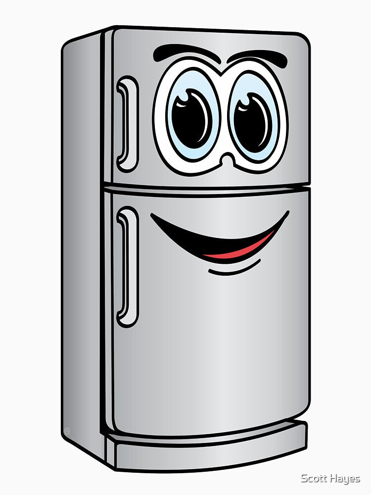 Stainless Steel Refrigerator Cartoon by Scott Hayes Unisex , , , Long Sleeve Tee