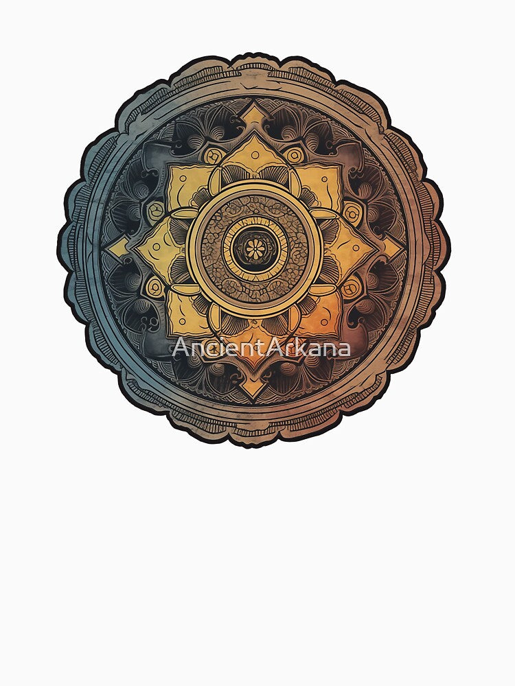 Sacred Zen Mandala - Flower Geometric Patterns in Cool Warm Tones by AncientArkana