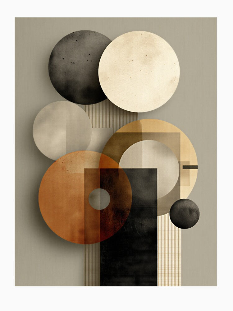 Minimalist Geometric Abstract Circles Neutral Earth Tones Modern Art by Clarity-Vault