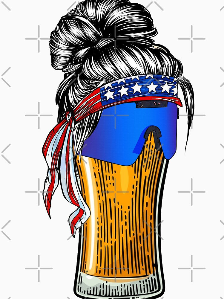 Bun Girl Beer Art 2VT by WaveOcean123 Unisex , , , Long Sleeve Tee