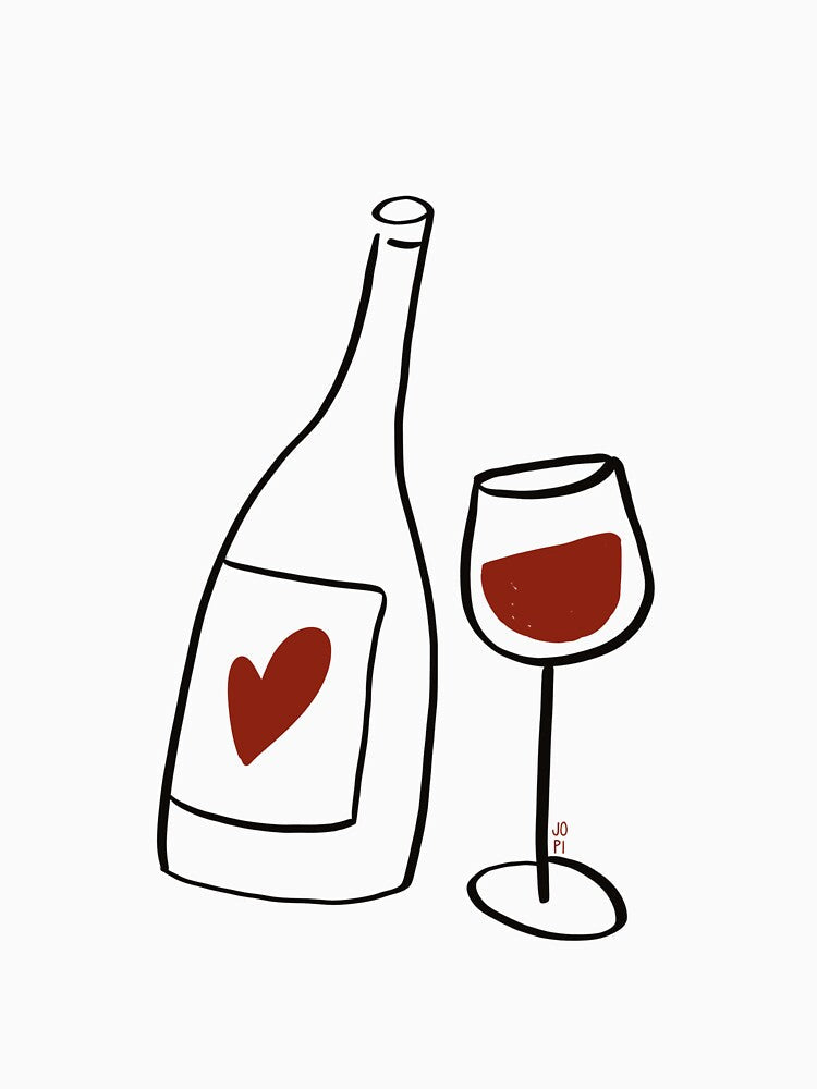 Wine & Heart by JOPI! Unisex , , , Long Sleeve Tee