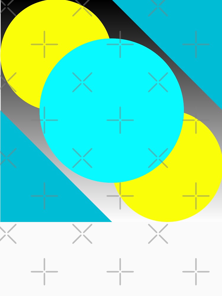 Vibrant Overlapping Yellow & Cyan Circles - Modern Geometric Abstract Art Print by Faali950