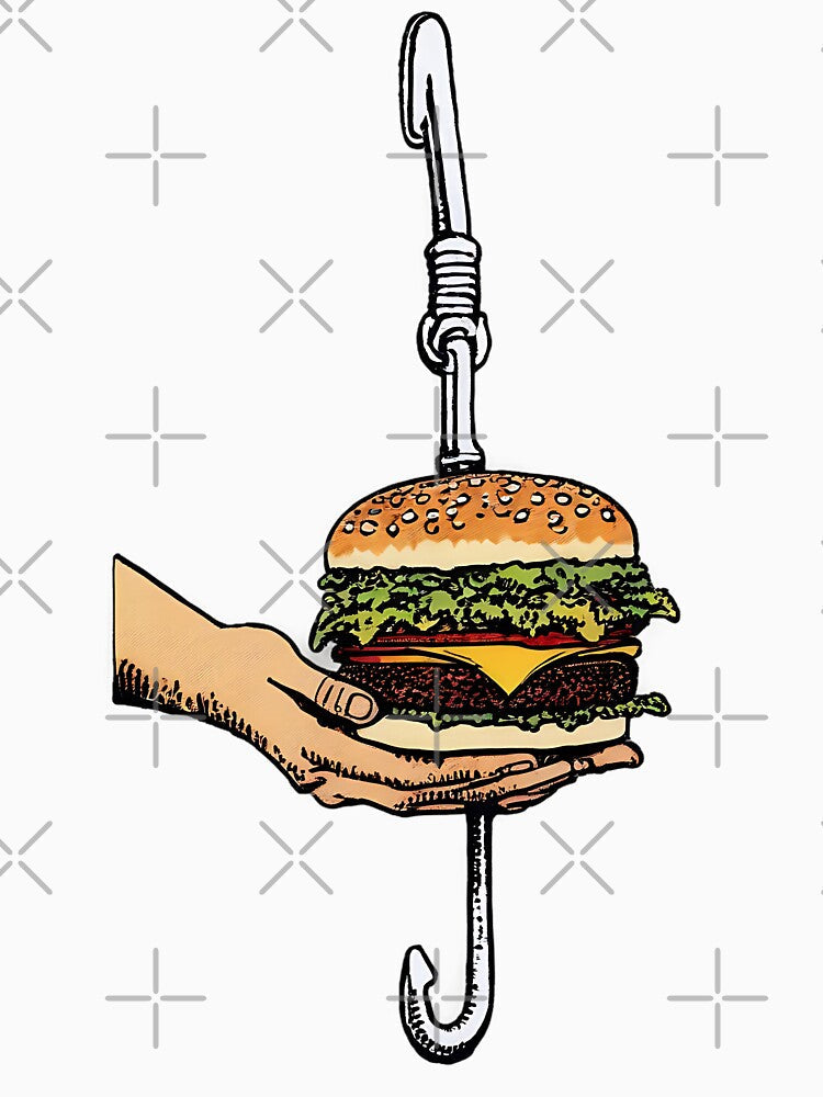 Hooked on Burgers by Moad Fahim Unisex , , , Long Sleeve Tee