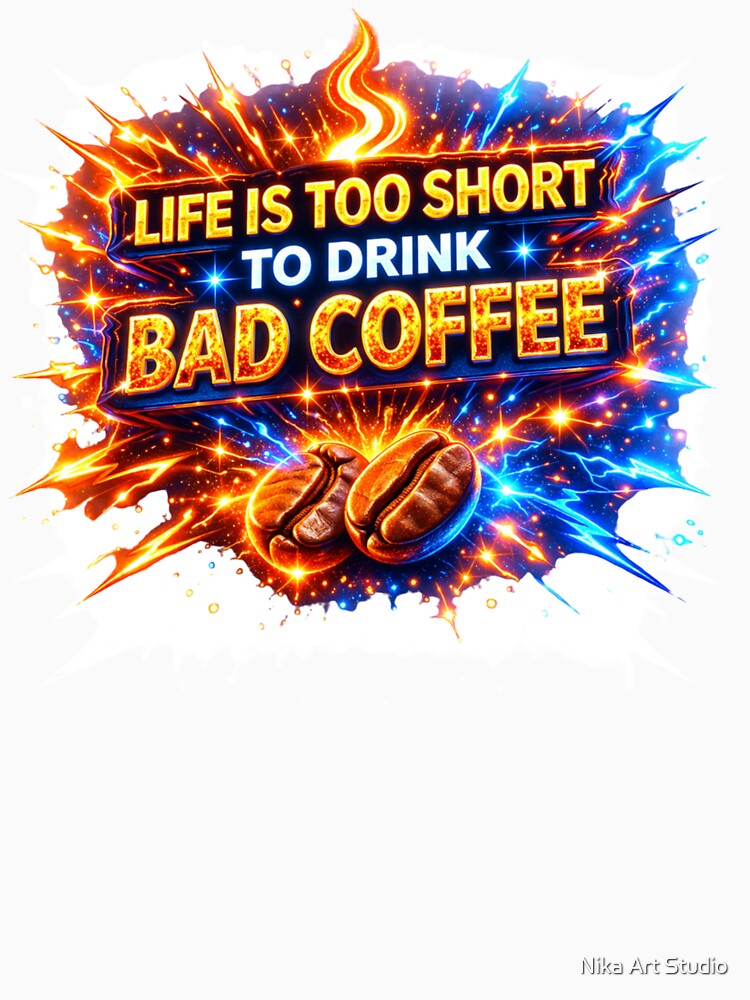 Life is Too Short to Drink Bad Coffee by Nika Art Studio Unisex , , , Long Sleeve Tee