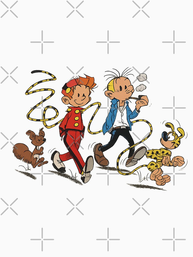 Spirou and Fantasio with the Marsupilami – Vintage Comic Book Illustration by MarsupilamiFans