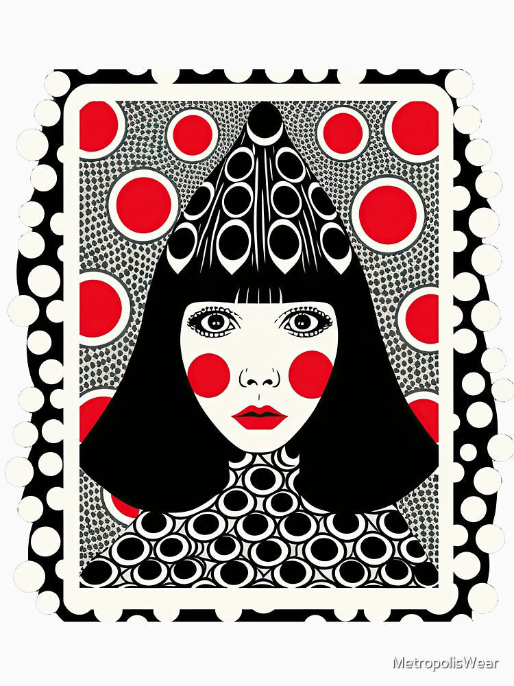 Circles, Cards, and Red Lips: A Chic and Stylish Illustration by DaiInMetropolis Unisex , , , Long Sleeve Tee