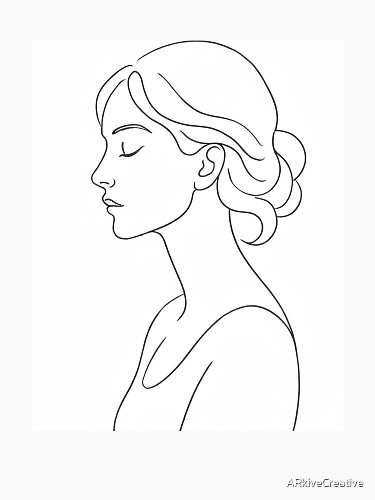 Minimalist Line Art Profile of a Woman by ARkiveCreative