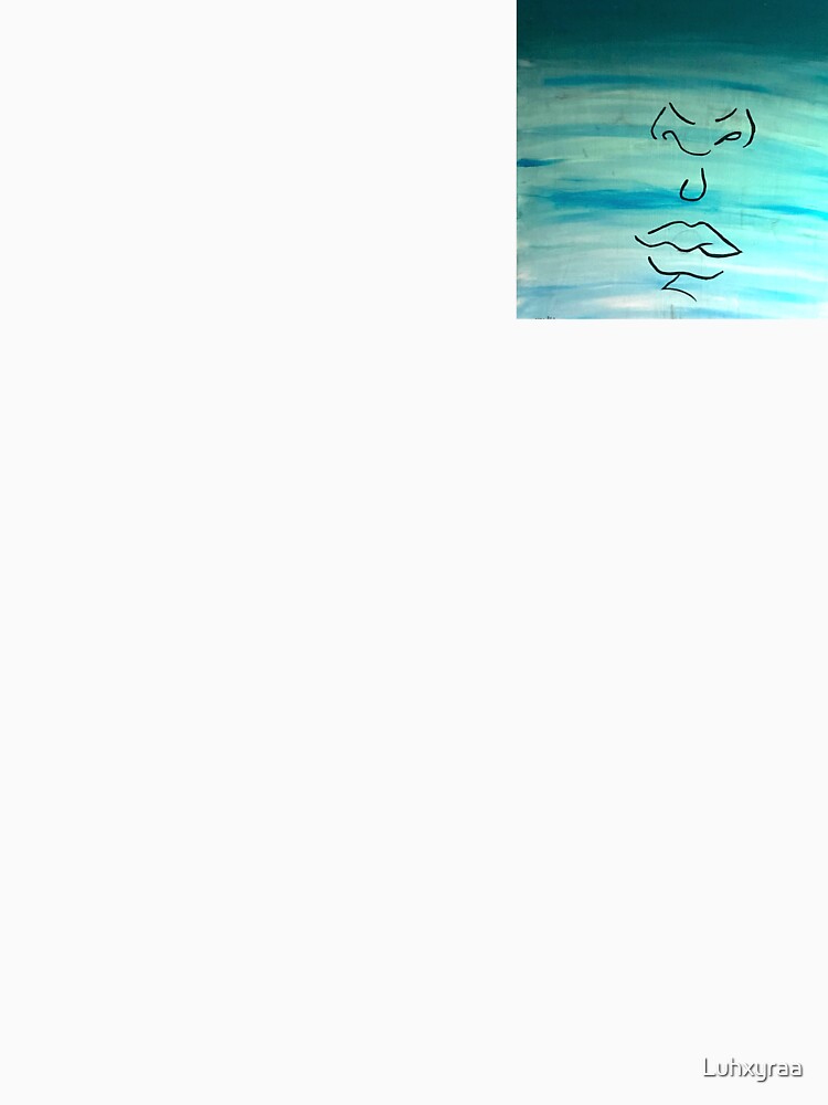 Minimalist Face on Blue Waters – Abstract Line Art by Luhxyraa