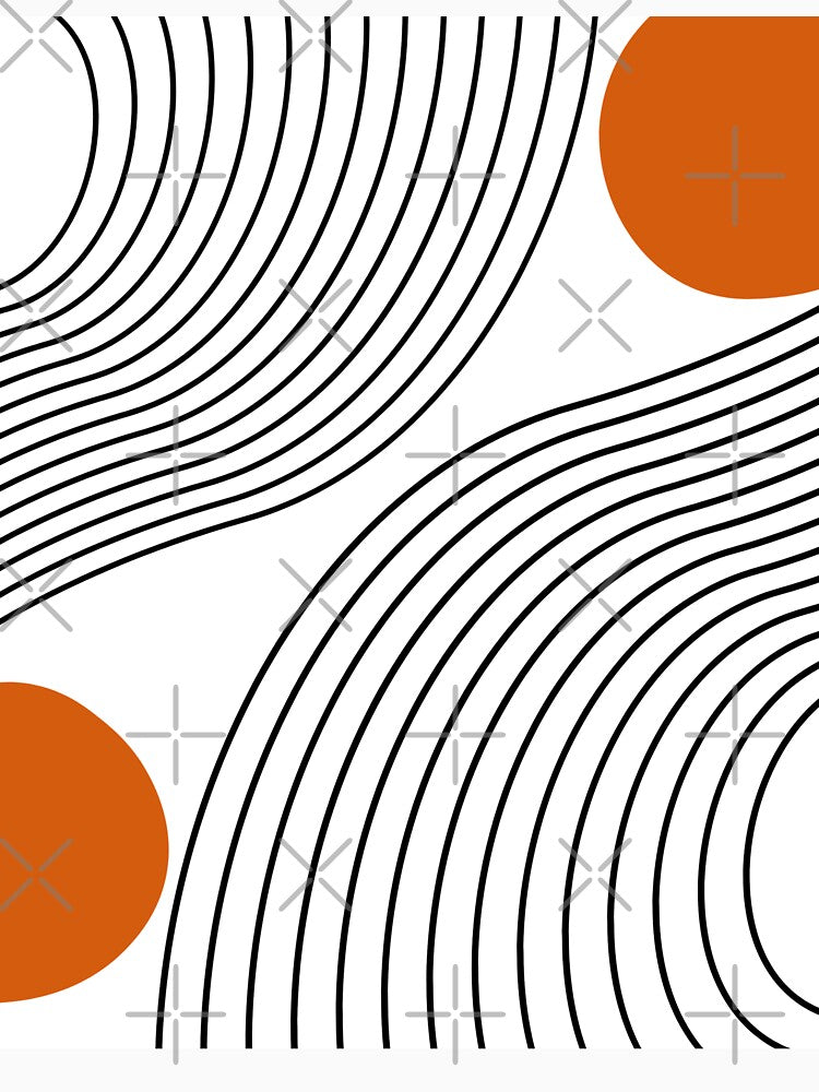 Orange, Black and White Abstract Mid Century Modern/Retro Shape Pattern by Vintage Eclectic Visuals