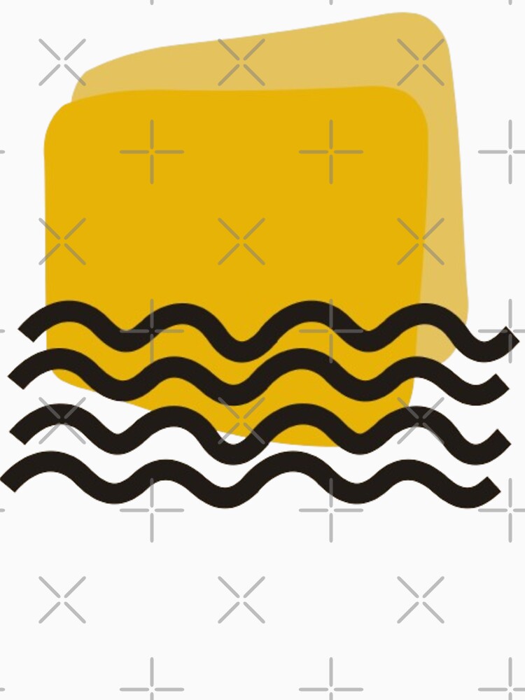 Retro Modern Mid Century Sunshine and Wavy Lines Beige Boho Minimal Digital Print by Vintage Eclectic Visuals