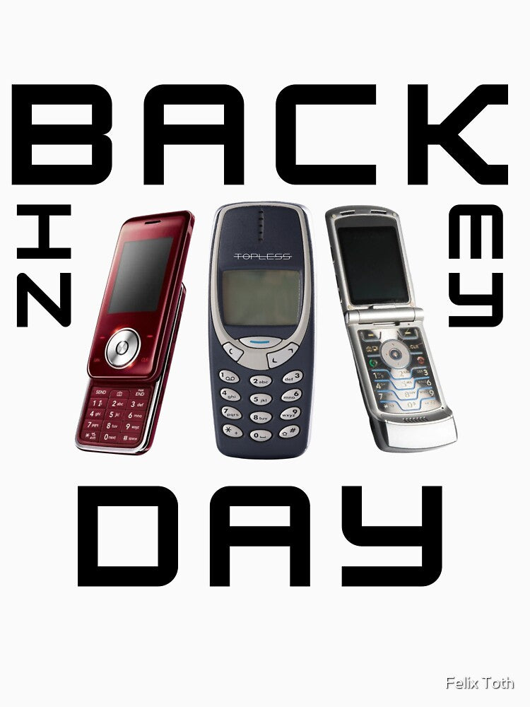 Back In My Day Trifecta 00s Millennial Vintage Cell Phones by Felix Toth Unisex , , , Long Sleeve Tee