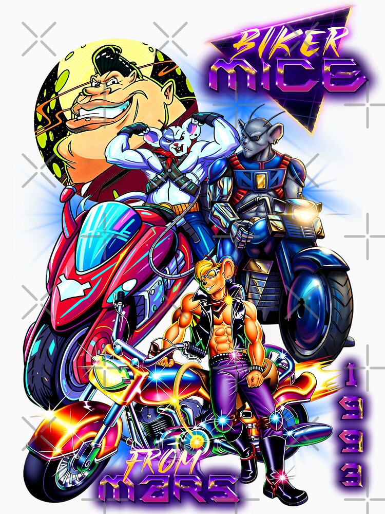 Biker Mice from Mars - Neon Retro Design by TheDarkVestiary Unisex , , , Long Sleeve Tee