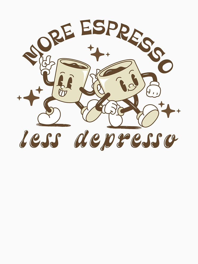 More Espresso Less Depresso Retro Coffee Lovers by onthemovedesign Unisex , , , Long Sleeve Tee