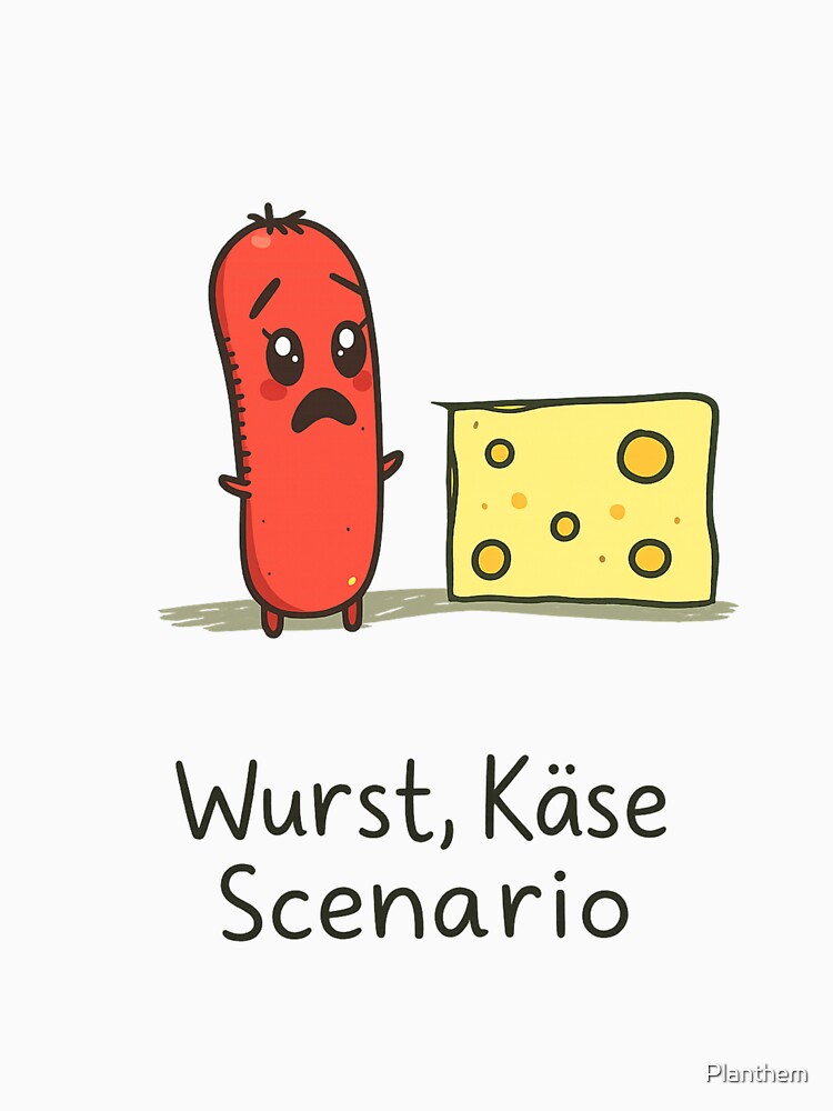 Wurst Käse Scenario – Funny German Food Pun by Planthem Unisex , , , Long Sleeve Tee