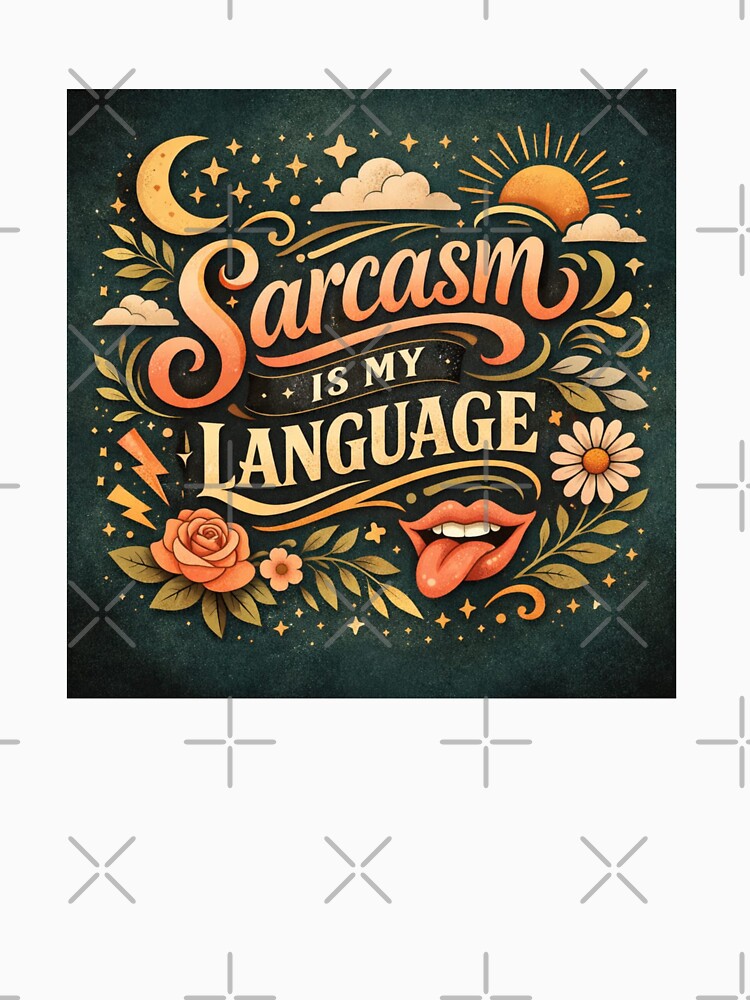 Sarcasm Is My Language – Aesthetic Typography Design by Sanika arts Unisex , , , Long Sleeve Tee