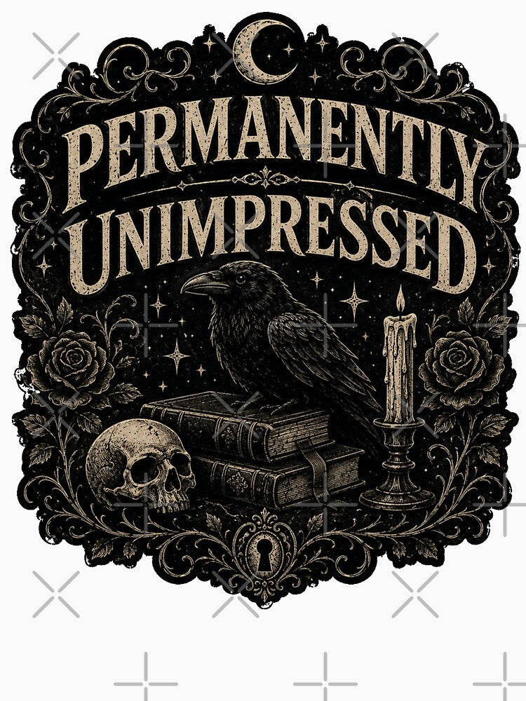 Permanently Unimpressed – Dark Academia Goth Raven Aesthetic Design by HumanMess Unisex , , , Long Sleeve Tee