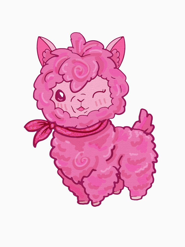 Strawberry Cotton Candy Alpaca by SquidInkPrintCo Unisex , , , Long Sleeve Tee