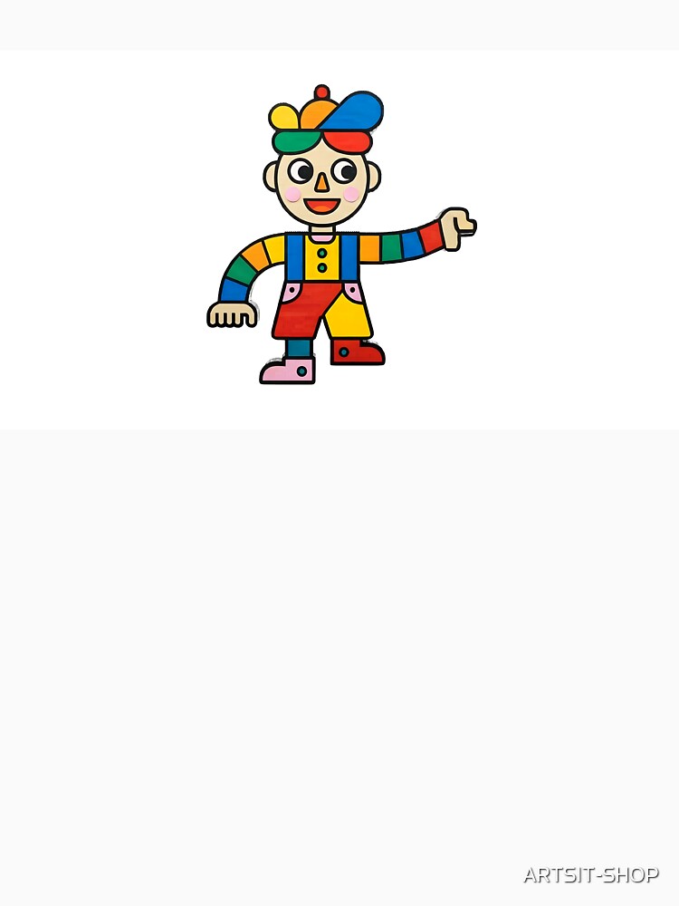 A colorful cartoon figure made of interlocking blocks stands against a white background. by ARTSIT-SHOP