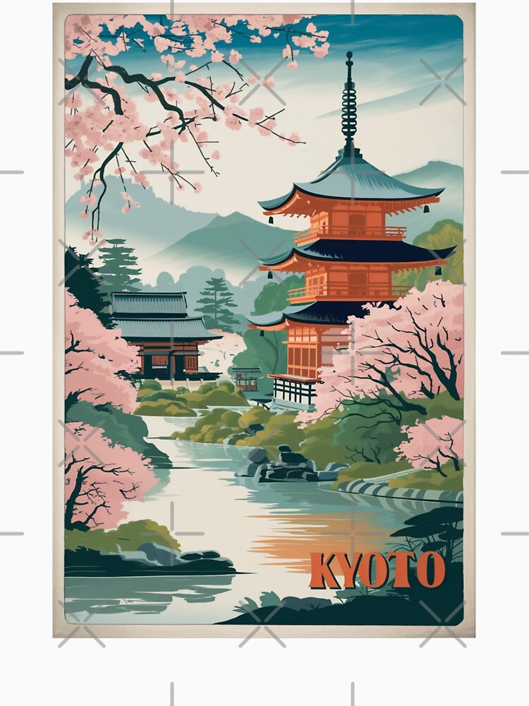 Kyoto Vintage Travel Poster by TravelerRat Unisex , , , Long Sleeve Tee