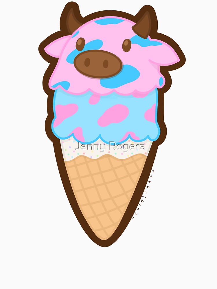 Cotton Candy Ice Cream Cow by Jenny Rogers Unisex , , , Long Sleeve Tee