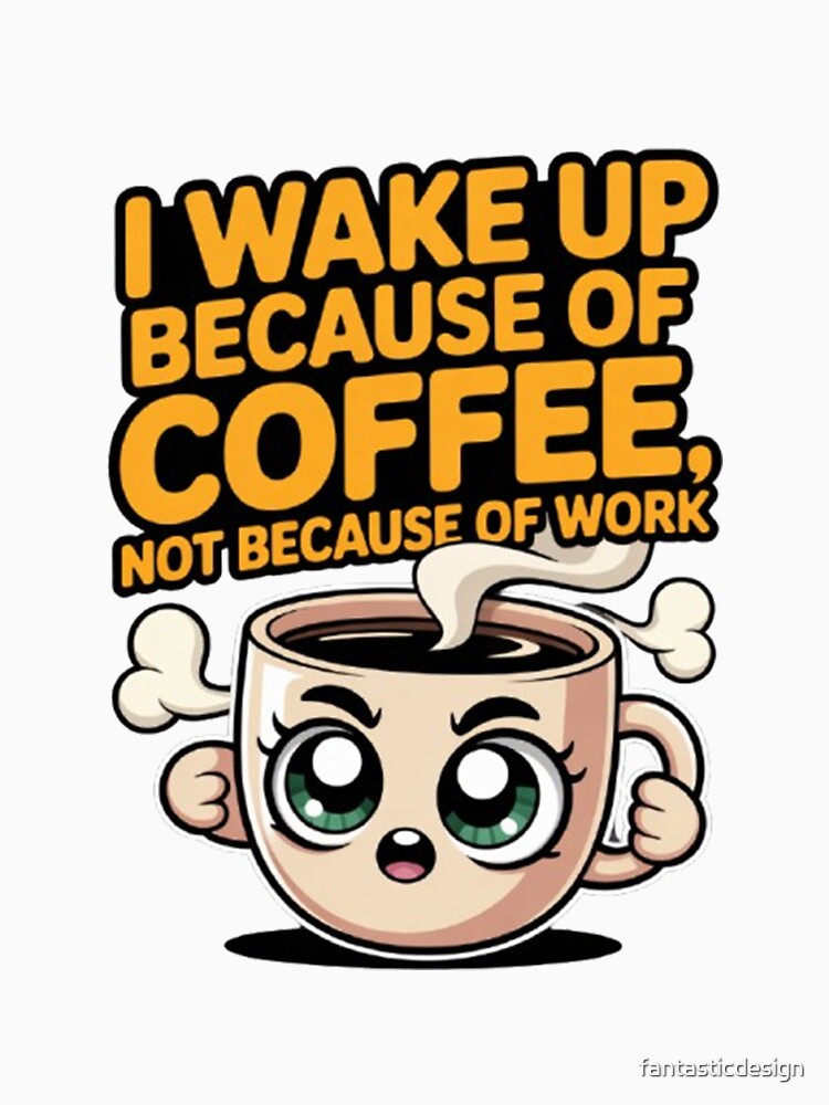 I Wake Up Because Of Coffee Not Because Of Work Funny Design by fantasticdesign Unisex , , , Long Sleeve Tee
